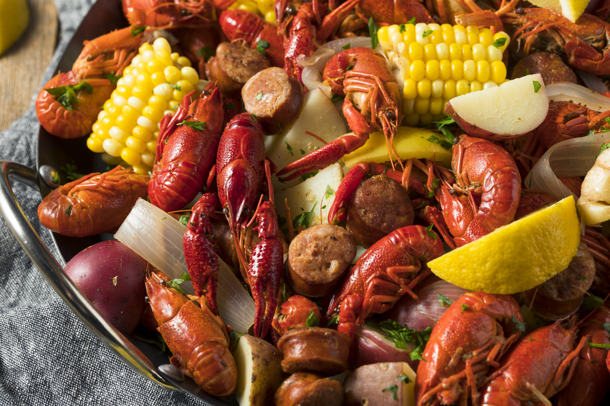Homemade Southern crawfish boil