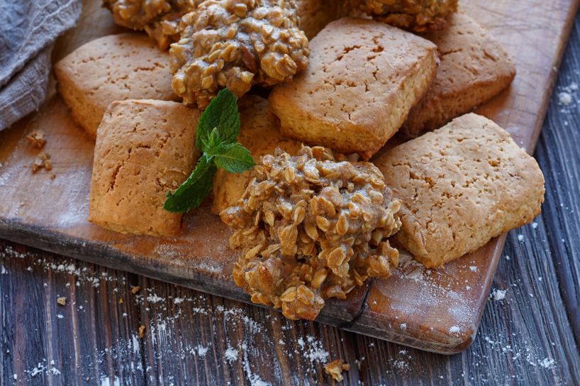 protein bars on a wooden surface