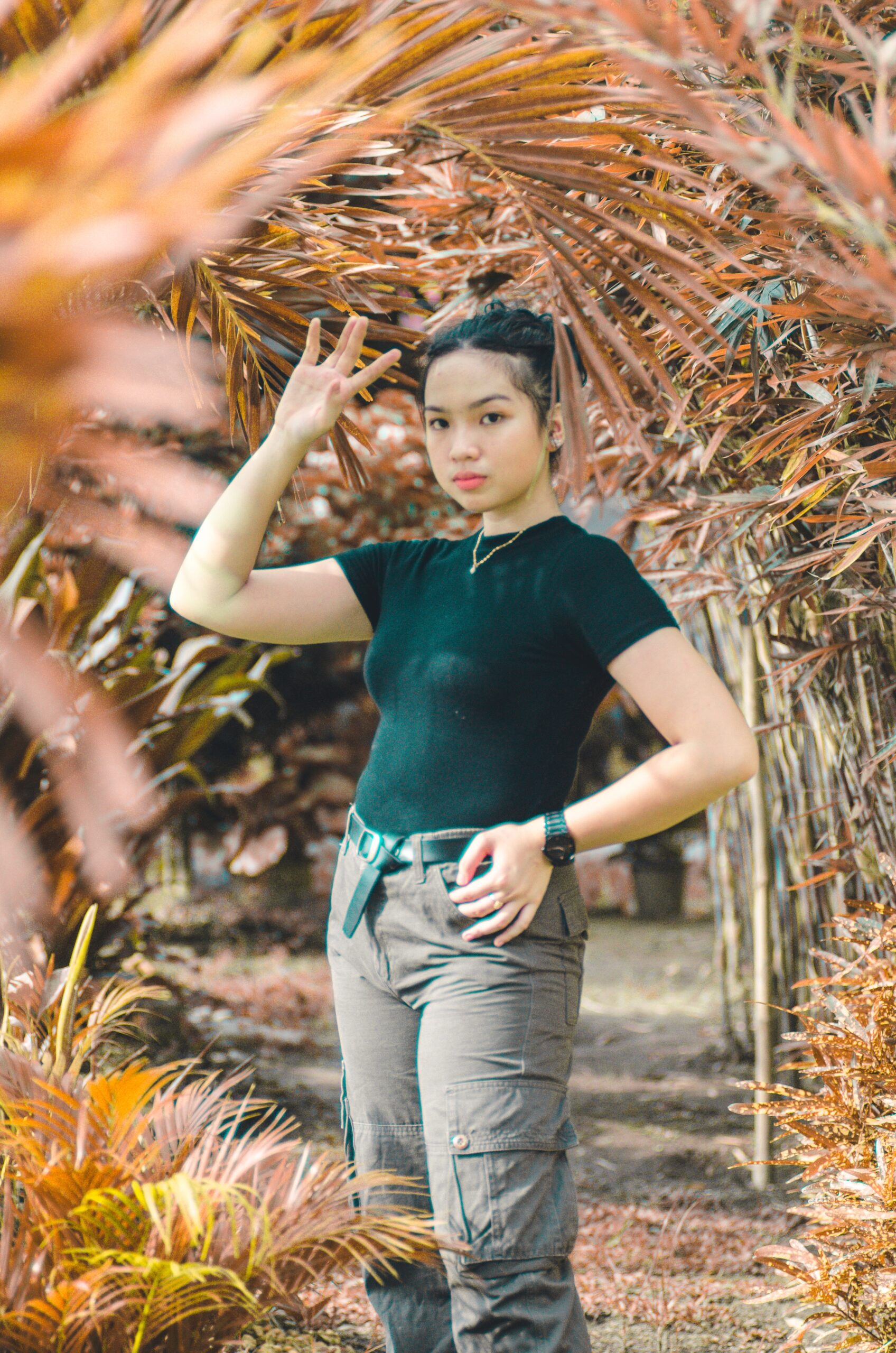 Woman wearing cargo pants