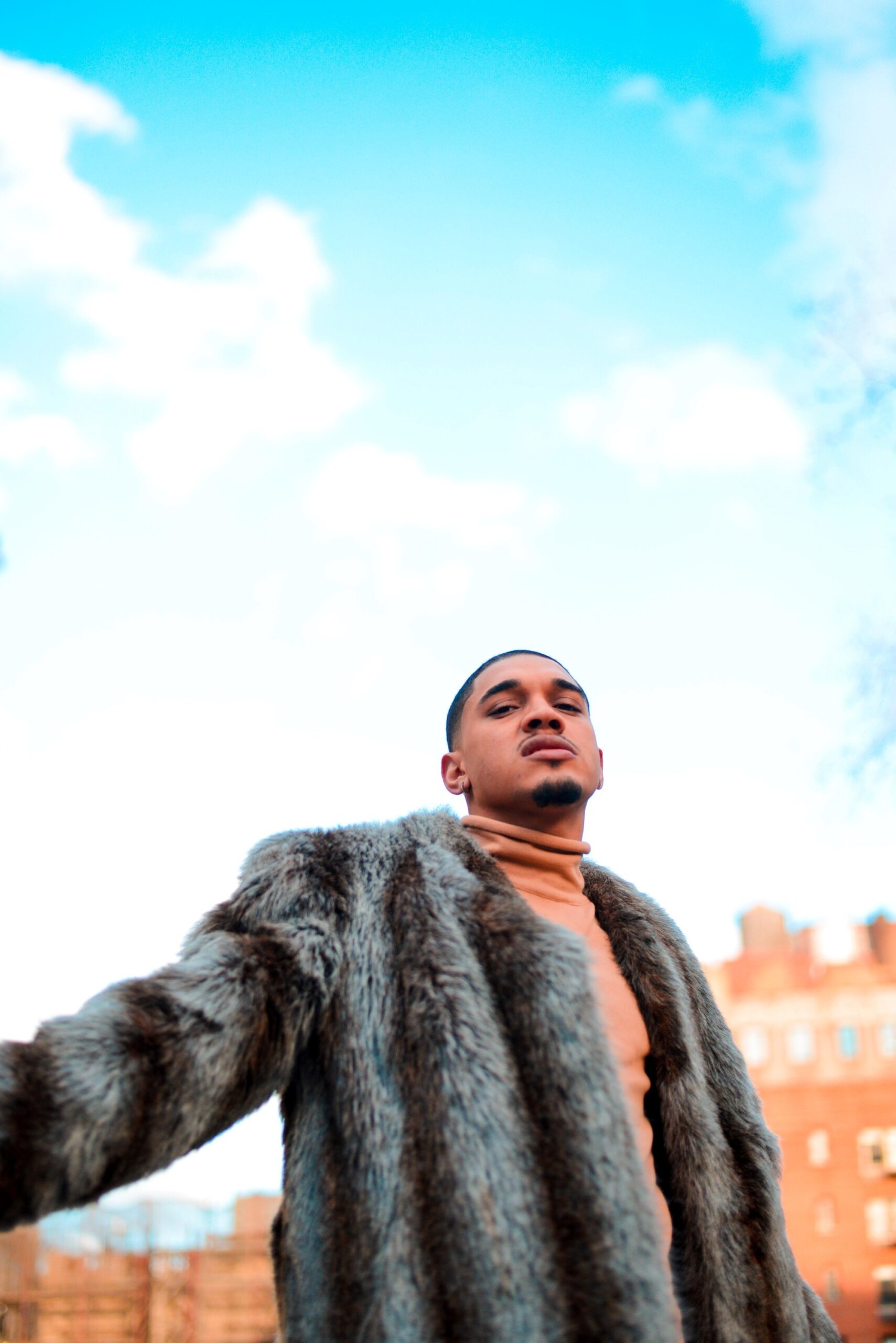 Man wearing a fur coat