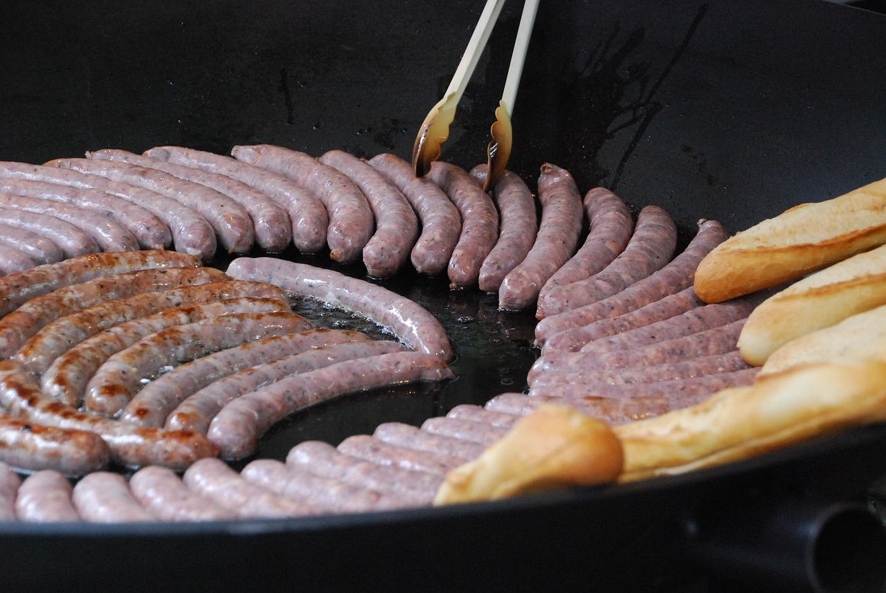 Sausage being cooked