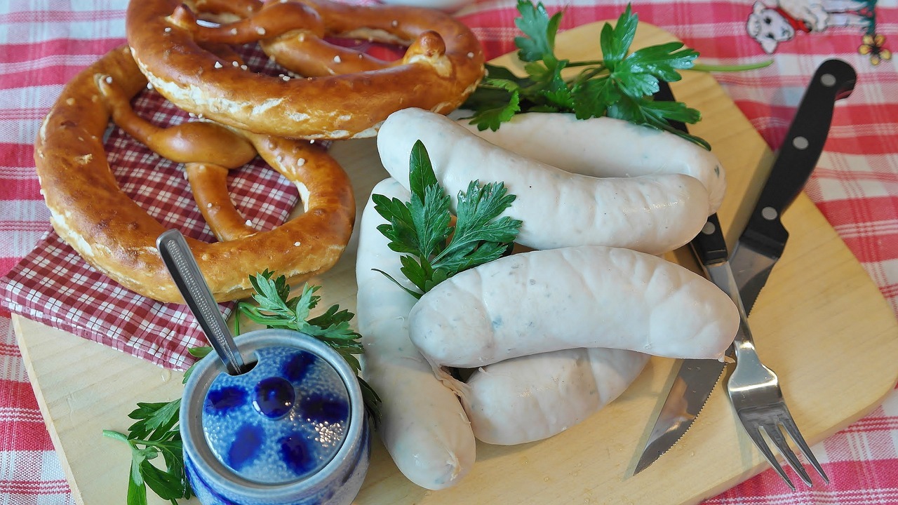White Sausage with Pretzels