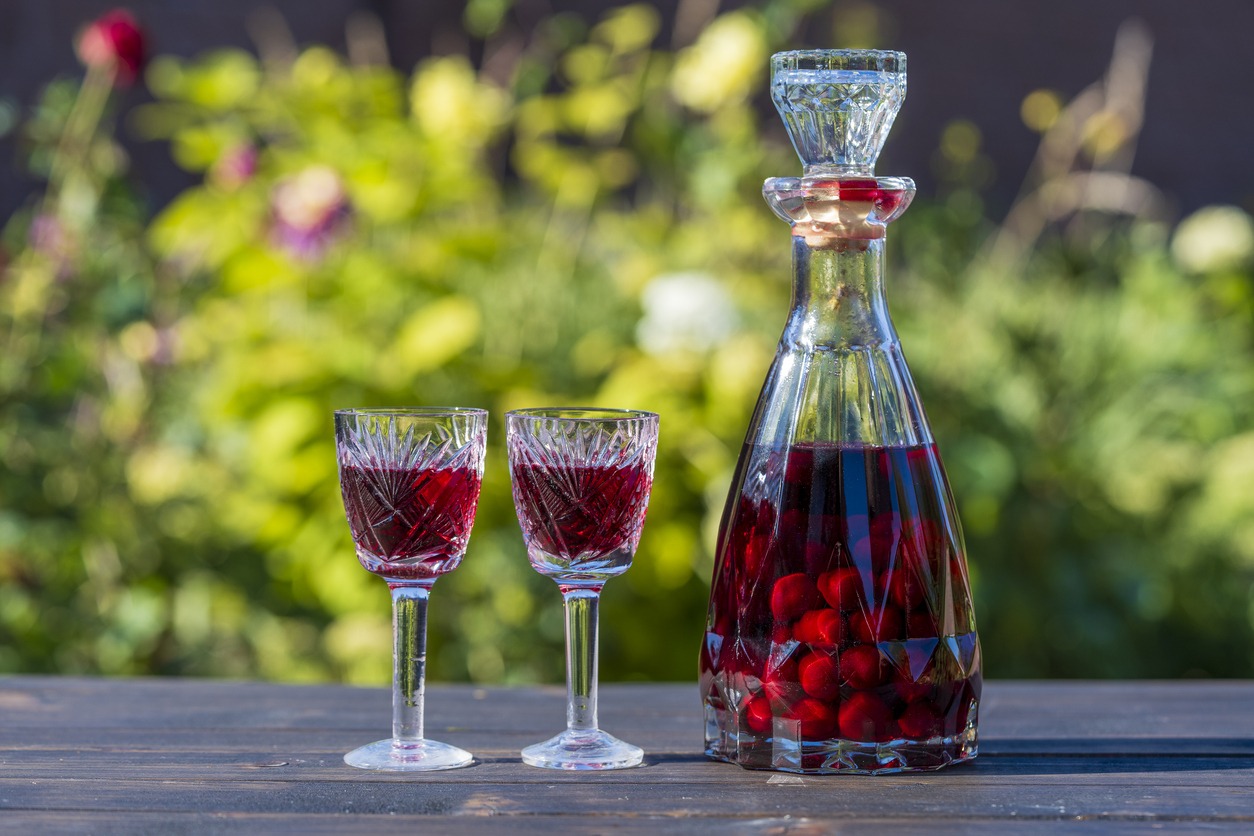 Homemade red cherry brandy