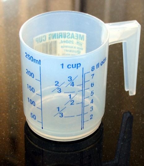 a simple plastic measuring cup